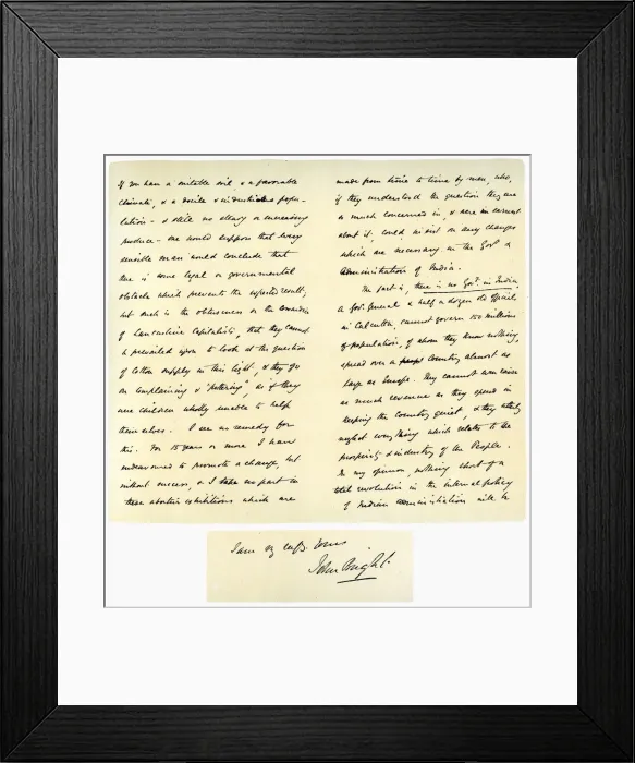 Framed Print : Letter from John Bright to Colonel Rathbone, 23rd January 1861. Artist: John Bright Framed Print : Letter from John Bright to Colonel Rathbone, 23rd January 1861. Artist: John Bright