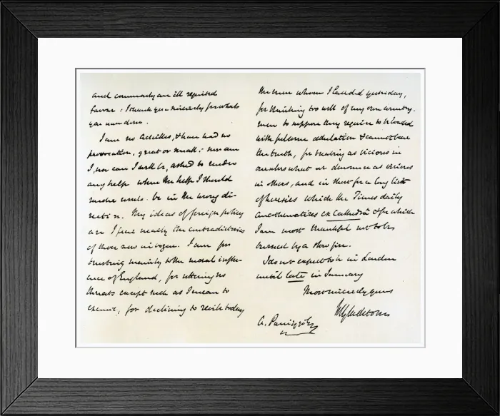 Framed Print : Letter from William Ewart Gladstone to Anthony Panizzi, 29th November 1856. Artist: William Ewart Gladstone Framed Print : Letter from William Ewart Gladstone to Anthony Panizzi, 29th November 1856. Artist: William Ewart Gladstone