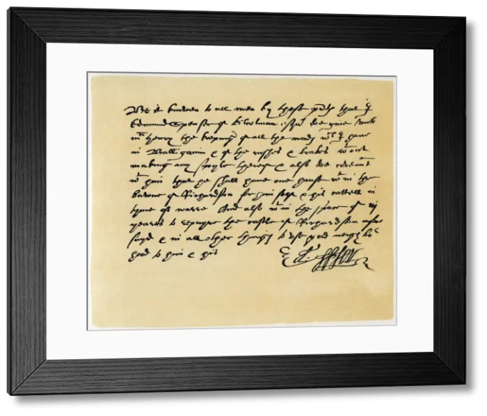 Framed Print : Letter from Grant, as Edward Spenser to one McHenry, c1589. Artist: Edward Spenser Framed Print : Letter from Grant, as Edward Spenser to one McHenry, c1589. Artist: Edward Spenser