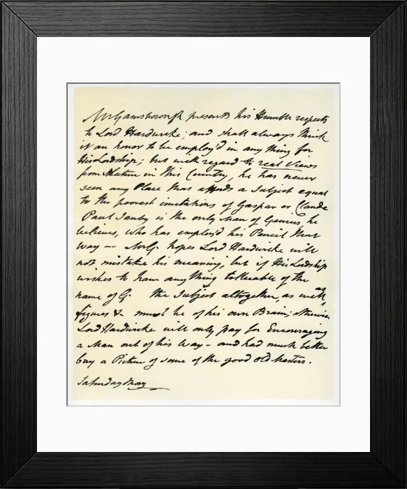 Framed Print : Letter from Thomas Gainsborough to Lord Hardwicke, c1760-1770. Artist: Thomas Gainsborough Framed Print : Letter from Thomas Gainsborough to Lord Hardwicke, c1760-1770. Artist: Thomas Gainsborough