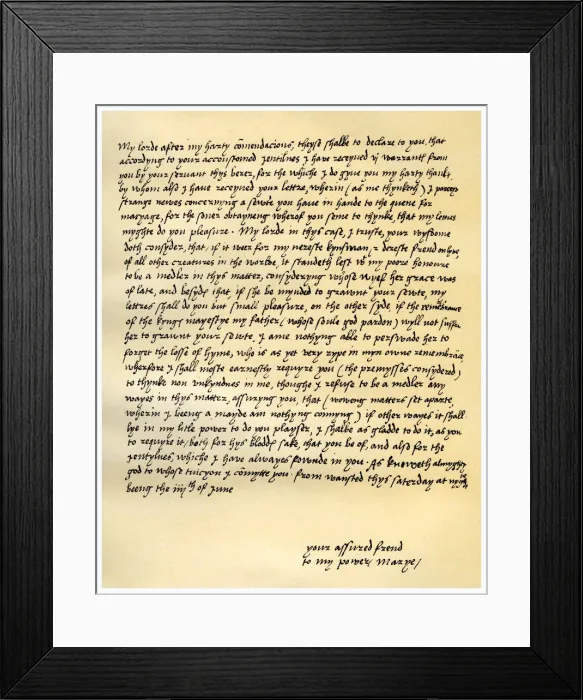 Framed Print : Letter from Queen Mary I to Lord Seymour of Sudeley, 4th June 1547. Artist: Queen Mary I Framed Print : Letter from Queen Mary I to Lord Seymour of Sudeley, 4th June 1547. Artist: Queen Mary I