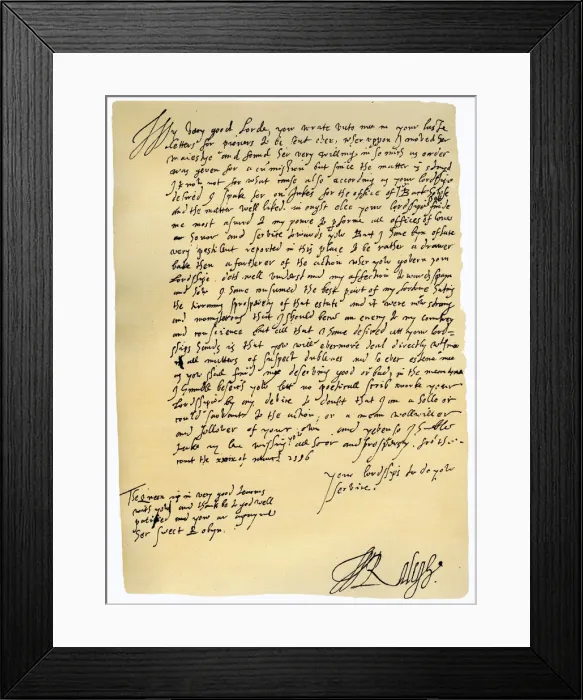 Framed Print : Letter from Sir Walter Raleigh to Robert Dudley, Earl of Leicester, 29th March 1586. Artist: Sir Walter Raleigh Framed Print : Letter from Sir Walter Raleigh to Robert Dudley, Earl of Leicester, 29th March 1586. Artist: Sir Walter Raleigh
