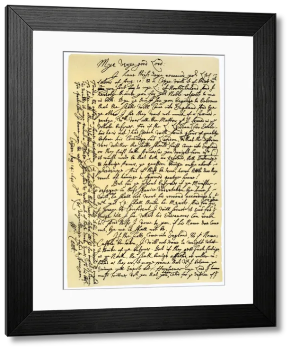 Framed Print : Letter from William Laud, Archbishop of Canterbury to Edward Conway, 14th August 1640. Artist: William Laud Framed Print : Letter from William Laud, Archbishop of Canterbury to Edward Conway, 14th August 1640. Artist: William Laud