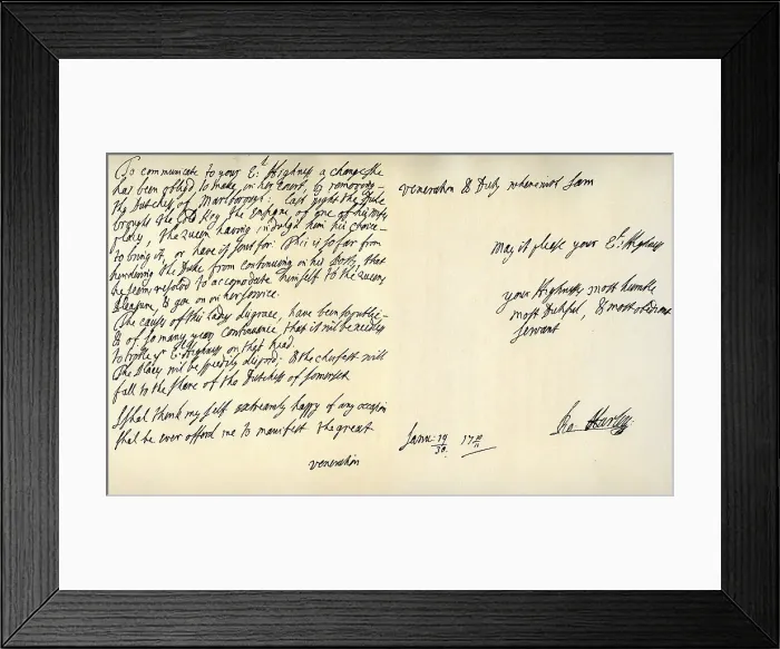 Framed Print : Letter from Robert Harley, Earl of Oxford, to the future King George I, c1711. Artist: Robert Harley, Earl of Oxford Framed Print : Letter from Robert Harley, Earl of Oxford, to the future King George I, c1711. Artist: Robert Harley, Earl of Oxford