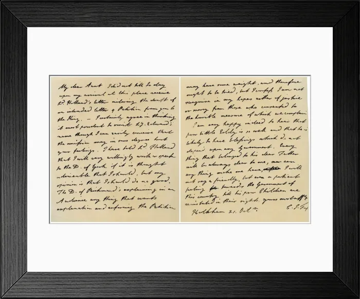 Framed Print : Letter from Charles James Fox to his Aunt Emily, 21st October 1798. Artist: Charles James Fox Framed Print : Letter from Charles James Fox to his Aunt Emily, 21st October 1798. Artist: Charles James Fox