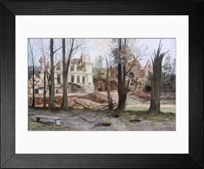 Framed Print : The Ruins of a House, Soupir, First World War, April 1917. Artist: Francois Flameng Framed Print : The Ruins of a House, Soupir, First World War, April 1917. Artist: Francois Flameng