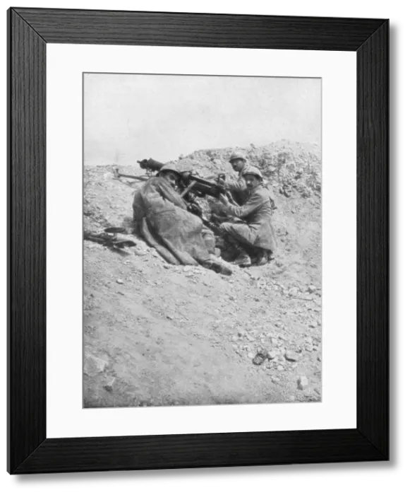 Framed Print : German machine-gun being used against the enemy, Verdun, France, 1917 Framed Print : German machine-gun being used against the enemy, Verdun, France, 1917
