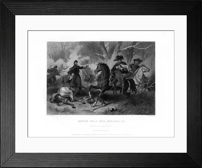 Framed Print : Death of General Felix Zollicoffer, Battle of Mill Springs, Kentucky, 19 January 1862, (1862-1867). Artist: R Dudensing Framed Print : Death of General Felix Zollicoffer, Battle of Mill Springs, Kentucky, 19 January 1862, (1862-1867). Artist: R Dudensing