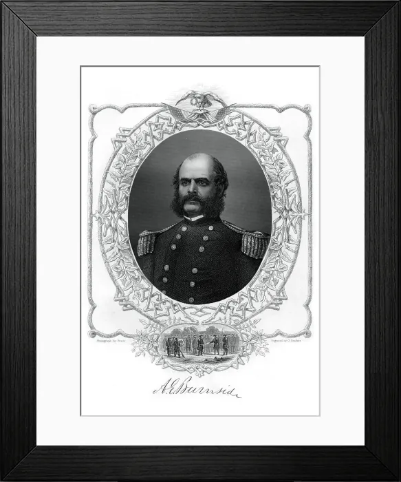Framed Print : Ambrose Burnside, Union Army general in the American Civil War, 1862-1867. Artist: G Stodart Framed Print : Ambrose Burnside, Union Army general in the American Civil War, 1862-1867. Artist: G Stodart