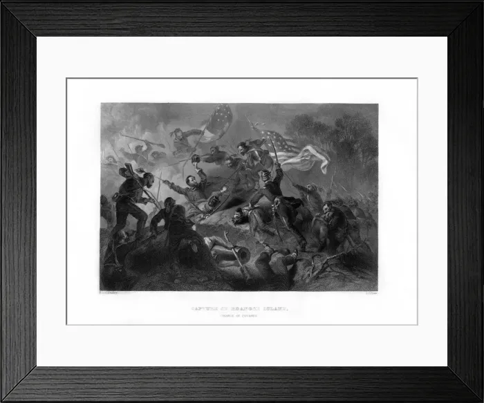 Framed Print : Charge of the Zouaves, Capture of Roanoke Island, North Carolina, 1862-1867. Artist: JJ Crew Framed Print : Charge of the Zouaves, Capture of Roanoke Island, North Carolina, 1862-1867. Artist: JJ Crew