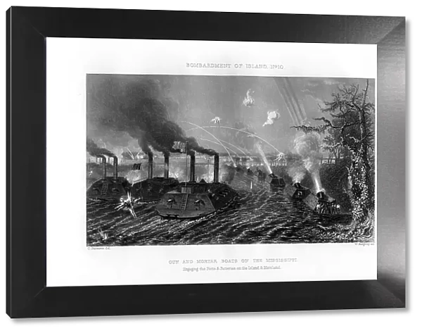 Bombardment of Island Number Ten, Mississippi River, 7 April 1862, (1862-1867). Artist: W Ridgway