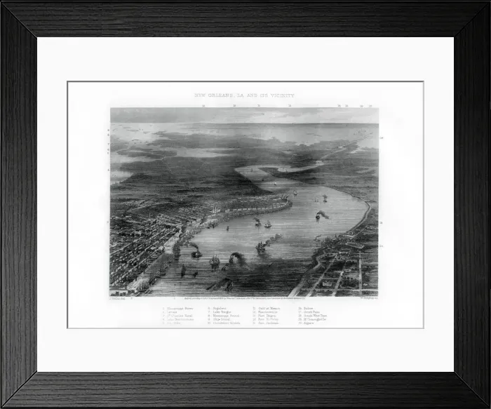Framed Print : New Orleans, Louisiana and its vicinity, 1862-1867. Artist: W Ridgway Framed Print : New Orleans, Louisiana and its vicinity, 1862-1867. Artist: W Ridgway