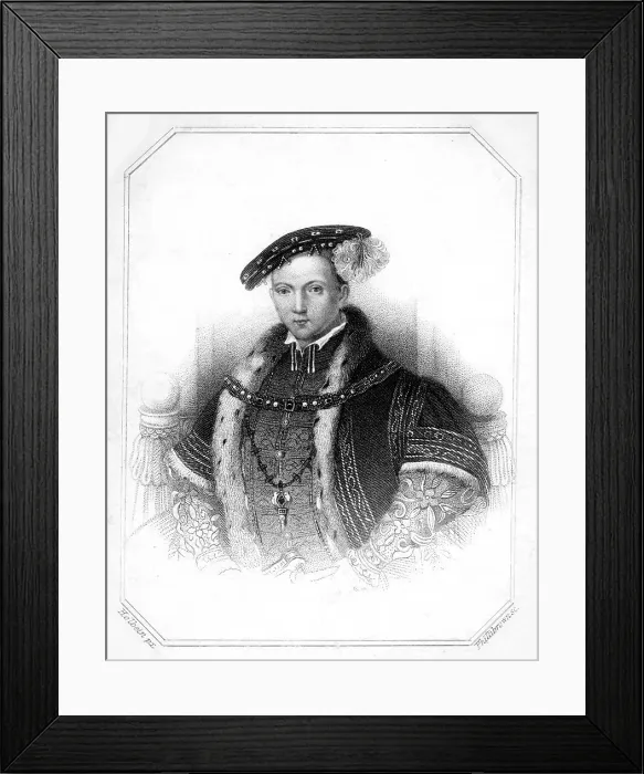 Framed Print : Edward VI, King of England, (19th century). Artist: Thomas Phillibrown Framed Print : Edward VI, King of England, (19th century). Artist: Thomas Phillibrown