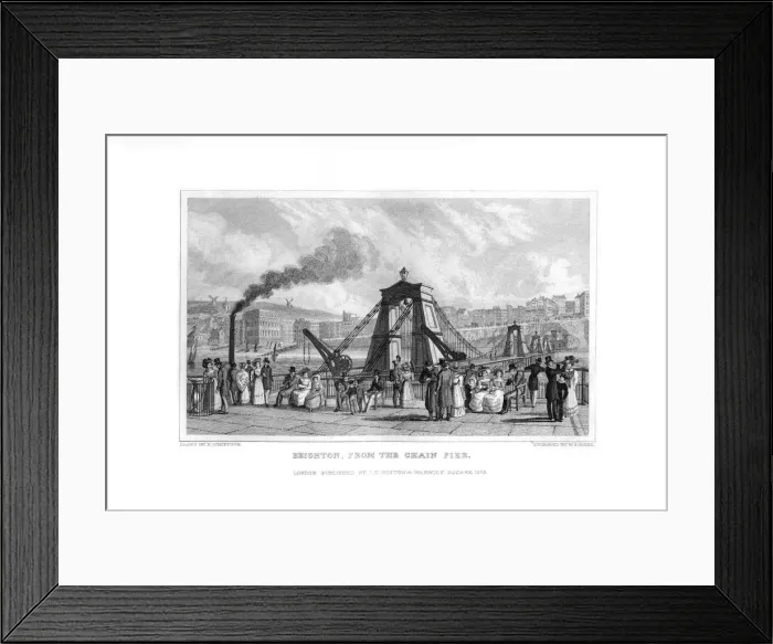Framed Print : Brighton, from the Chain Pier, East Sussex, 1829. Artist: WJ Cooke Framed Print : Brighton, from the Chain Pier, East Sussex, 1829. Artist: WJ Cooke