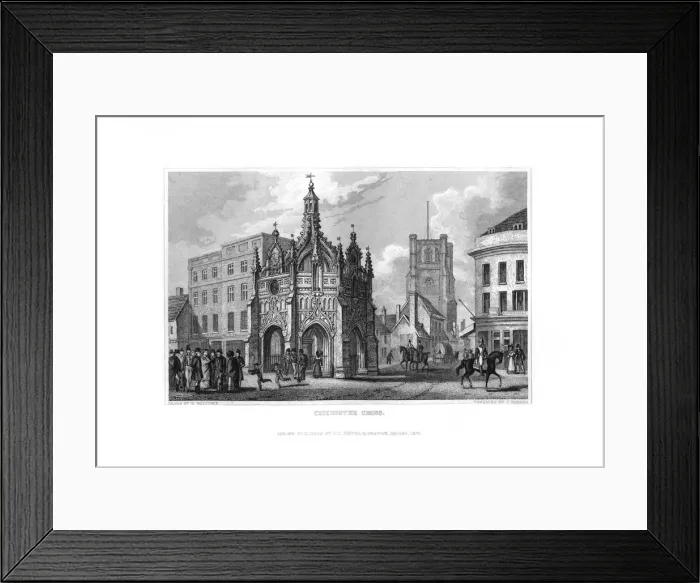Framed Print : Chichester Cross, Chichester, West Sussex, 1829. Artist: J Rogers Framed Print : Chichester Cross, Chichester, West Sussex, 1829. Artist: J Rogers