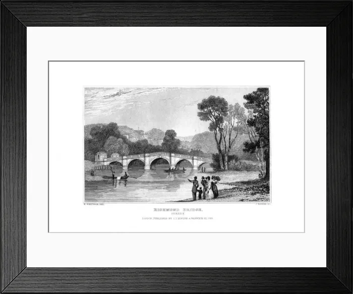 Framed Print : Richmond Bridge, London, 1829. Artist: J Rogers Framed Print : Richmond Bridge, London, 1829. Artist: J Rogers