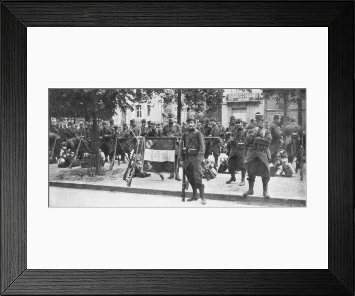 Framed Print : Troops and flag of the French 102nd infantry, Saint-Francois-Xavier, Paris, France, August 1914 Framed Print : Troops and flag of the French 102nd infantry, Saint-Francois-Xavier, Paris, France, August 1914