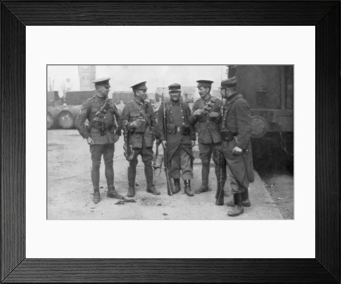Framed Print : British and French troops fraternising, France, August 1914 Framed Print : British and French troops fraternising, France, August 1914