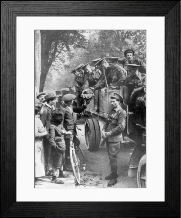 Framed Print : British troops on the way to the front, France, 1914 Framed Print : British troops on the way to the front, France, 1914