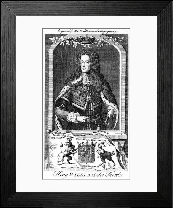 Framed Print : William III, King of England, Scotland and Ireland, (18th century). Artist: B Cole Framed Print : William III, King of England, Scotland and Ireland, (18th century). Artist: B Cole
