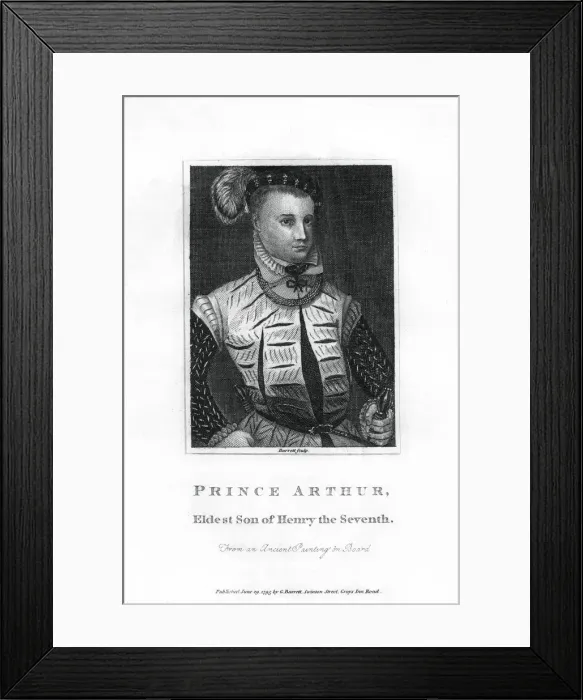 Framed Print : Prince Arthur, Prince of Wales, eldest son of Henry VII, (1795). Artist: Barrett Framed Print : Prince Arthur, Prince of Wales, eldest son of Henry VII, (1795). Artist: Barrett
