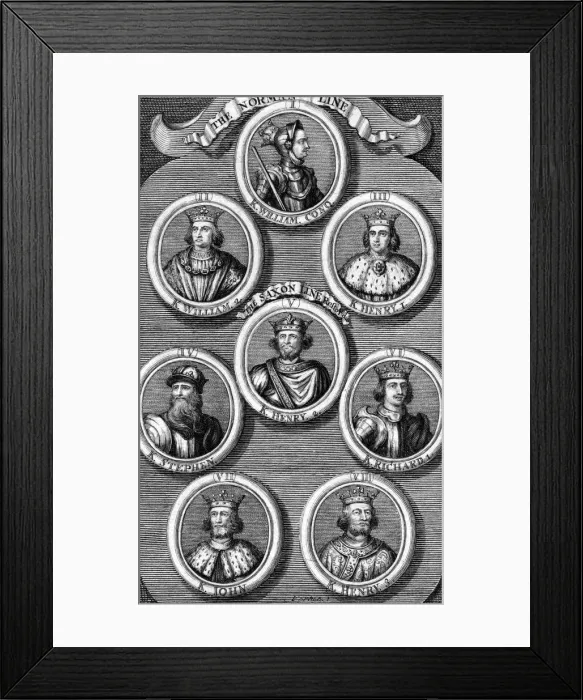 Framed Print : Kings of England. Artist: George Vertue Framed Print : Kings of England. Artist: George Vertue