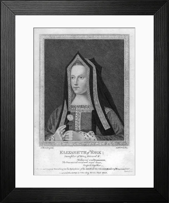 Framed Print : Elizabeth of York, Queen Consort of King Henry VII, (1790). Artist: A Birrell Framed Print : Elizabeth of York, Queen Consort of King Henry VII, (1790). Artist: A Birrell