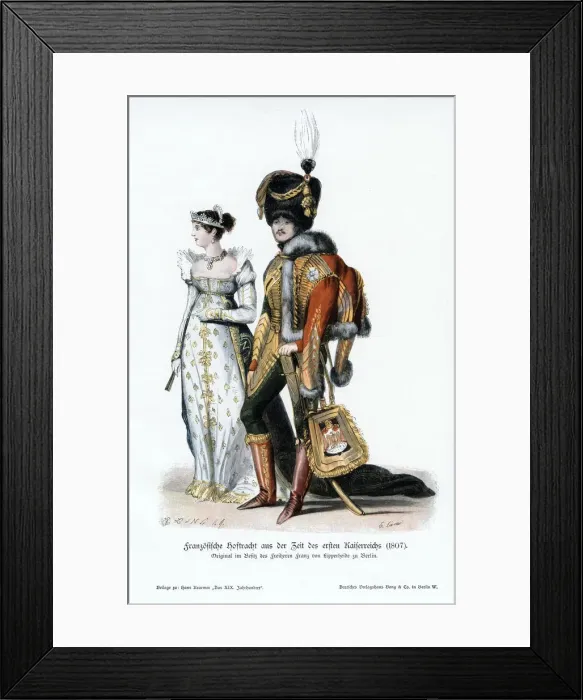 Framed Print : French court dress of the time of the first Empire, (1807) Framed Print : French court dress of the time of the first Empire, (1807)