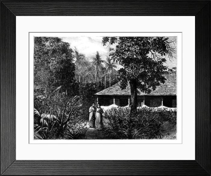 Framed Print : Dutch house in Ternate, Indonesia, 19th century. Artist: Mesples