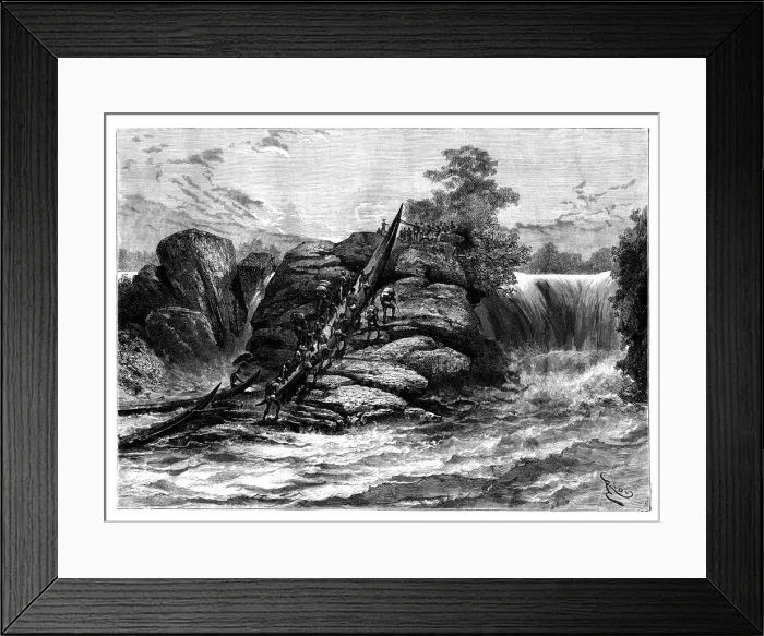 Framed Print : Falls at Booue, L Ogooue, Gabon, 19th century. Artist: Coffinieres de Nordeck Framed Print : Falls at Booue, L Ogooue, Gabon, 19th century. Artist: Coffinieres de Nordeck