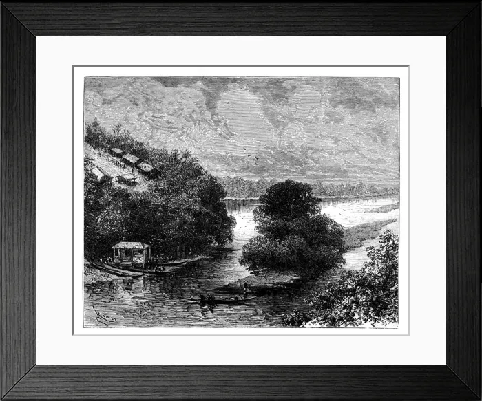 Framed Print : L Ogooue, Congo, Africa, 19th century. Artist: Edouard Riou Framed Print : L Ogooue, Congo, Africa, 19th century. Artist: Edouard Riou