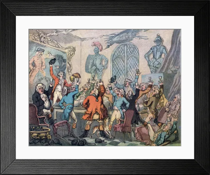 Framed Print : The Dinner, Humours of Fox Hunting, 1799. Artist: Thomas Rowlandson Framed Print : The Dinner, Humours of Fox Hunting, 1799. Artist: Thomas Rowlandson