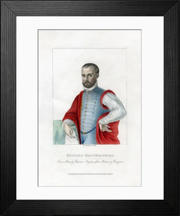 Framed Print : Niccolo Machiavelli, Italian Renaissance political philosopher. Artist: R Cooper Framed Print : Niccolo Machiavelli, Italian Renaissance political philosopher. Artist: R Cooper