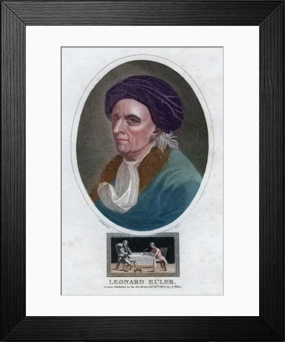 Framed Print : Leonhard Euler, 18th century Swiss mathematician and physicist, (1804). Artist: J Chapman Framed Print : Leonhard Euler, 18th century Swiss mathematician and physicist, (1804). Artist: J Chapman