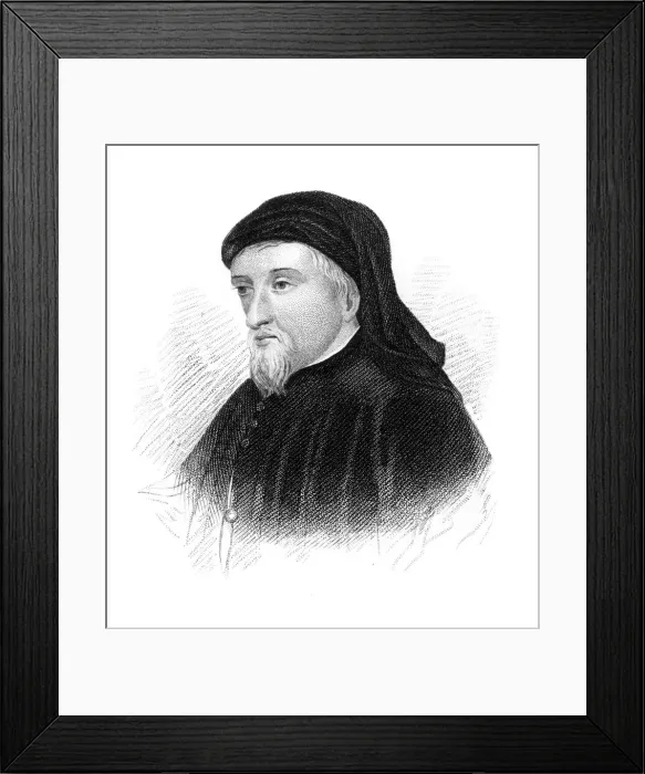 Framed Print : Geoffrey Chaucer, 14th century English author, poet, philosopher, bureaucrat, and diplomat, (c1850) Framed Print : Geoffrey Chaucer, 14th century English author, poet, philosopher, bureaucrat, and diplomat, (c1850)