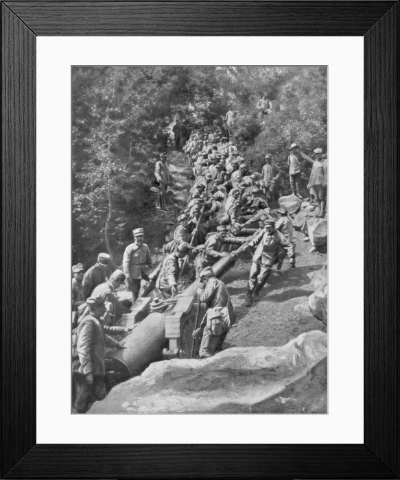 Framed Print : Artillery piece being pulled by 600 soldiers, Second Battle of the Isonzo, World War I, 1915 Framed Print : Artillery piece being pulled by 600 soldiers, Second Battle of the Isonzo, World War I, 1915