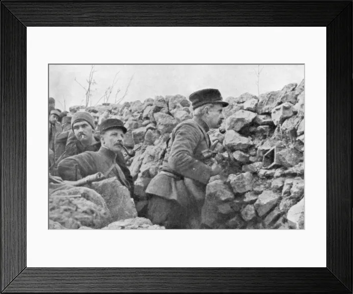 Framed Print : General Marchand inspecting trenches, Champagne, France, World War I, 1915 Framed Print : General Marchand inspecting trenches, Champagne, France, World War I, 1915