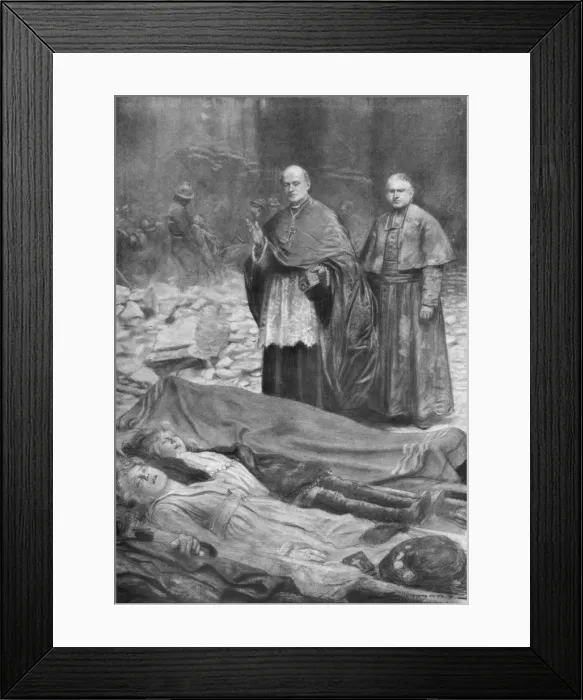 Framed Print : After the attack of Good Friday, St-Gervais, Paris, World War I, 29 March 1918 (1929). Artist: J Simont Framed Print : After the attack of Good Friday, St-Gervais, Paris, World War I, 29 March 1918 (1929). Artist: J Simont