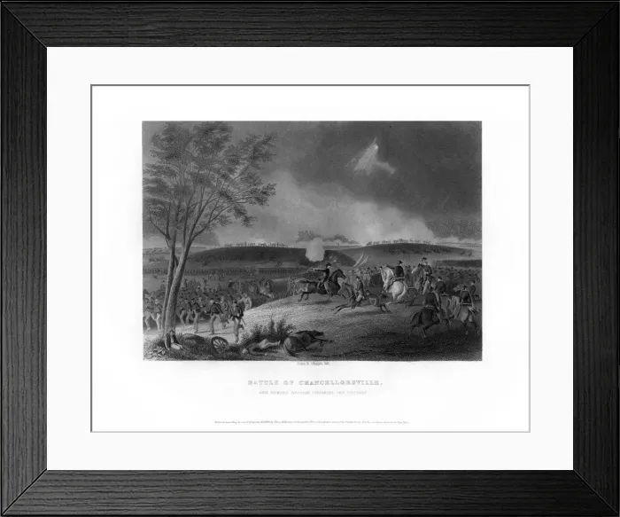 Framed Print : Battle of Chancellorsville, fought from April 30th to May 6th, 1863 (1862-1867). Artist: John R Chapin Framed Print : Battle of Chancellorsville, fought from April 30th to May 6th, 1863 (1862-1867). Artist: John R Chapin