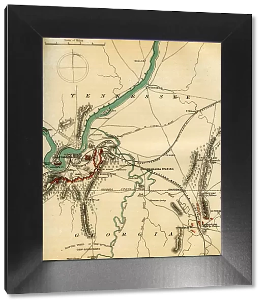 Map of Chattanooga and its defences, Tennessee, 1862-1867. Artist: Charles Sholl