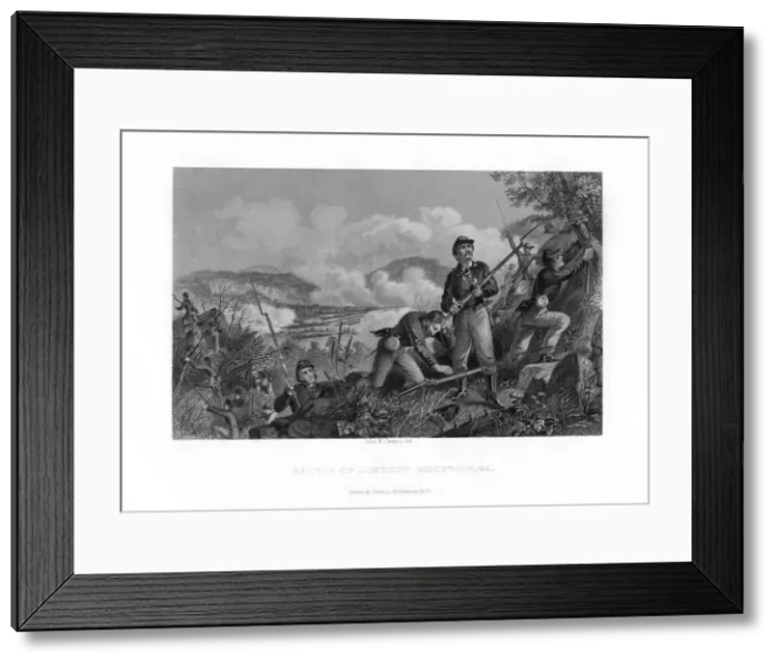 Framed Print : The Battle of Lookout Mountain, Tennessee, 24 November 1863 (1862-1867). Artist: John R Chapin Framed Print : The Battle of Lookout Mountain, Tennessee, 24 November 1863 (1862-1867). Artist: John R Chapin