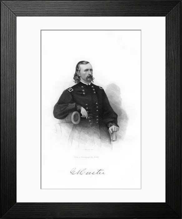 Framed Print : General George Armstrong Custer, US Union Army cavalry commander, 1862-1867. Artist: J Rogers Framed Print : General George Armstrong Custer, US Union Army cavalry commander, 1862-1867. Artist: J Rogers