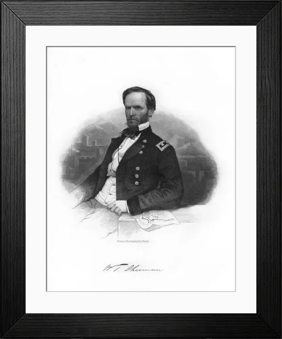 Framed Print : William Tecumseh Sherman, Union general, 1862-1867. Artist: Brady Framed Print : William Tecumseh Sherman, Union general, 1862-1867. Artist: Brady