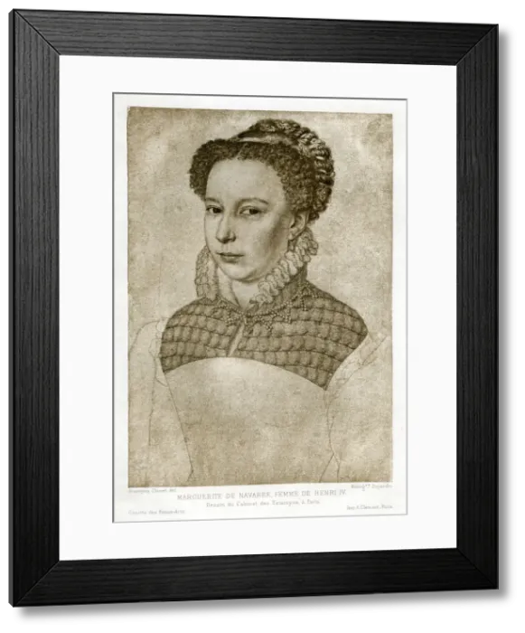 Framed Print : Marguerite de Navarre, queen consort of King Henry II of Navarre, (19th century). Artist: Dujardin Framed Print : Marguerite de Navarre, queen consort of King Henry II of Navarre, (19th century). Artist: Dujardin