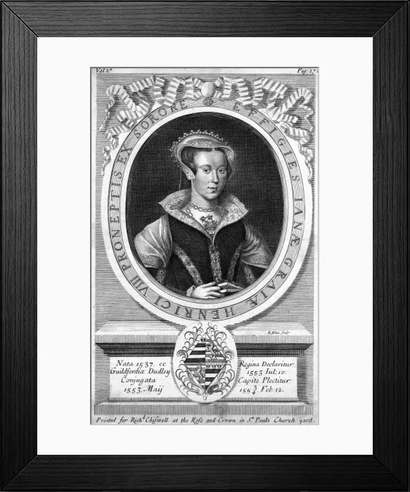 Framed Print : Lady Jane Grey, (c1537-1554). Artist: R White Framed Print : Lady Jane Grey, (c1537-1554). Artist: R White