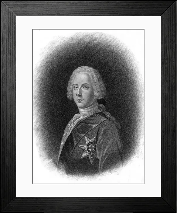 Framed Print : Prince Charles Edward Stuart, commonly known as Bonnie Prince Charlie, (18th century). Artist: M Page Framed Print : Prince Charles Edward Stuart, commonly known as Bonnie Prince Charlie, (18th century). Artist: M Page