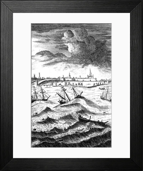 Framed Print : Robinson Crusoe Shipwrecked at Yarmouth, c1719 Framed Print : Robinson Crusoe Shipwrecked at Yarmouth, c1719