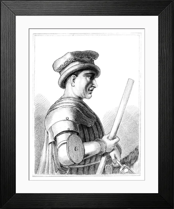 Framed Print : Sir John Hawkwood, English mercenary or condottiere in 14th century Italy, (1819) Framed Print : Sir John Hawkwood, English mercenary or condottiere in 14th century Italy, (1819)