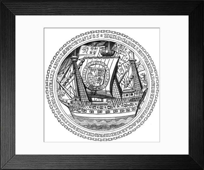 Framed Print : Seal and Autograph of the Lord High Admiral, Charles, Lord Howard of Nottingham, 1585