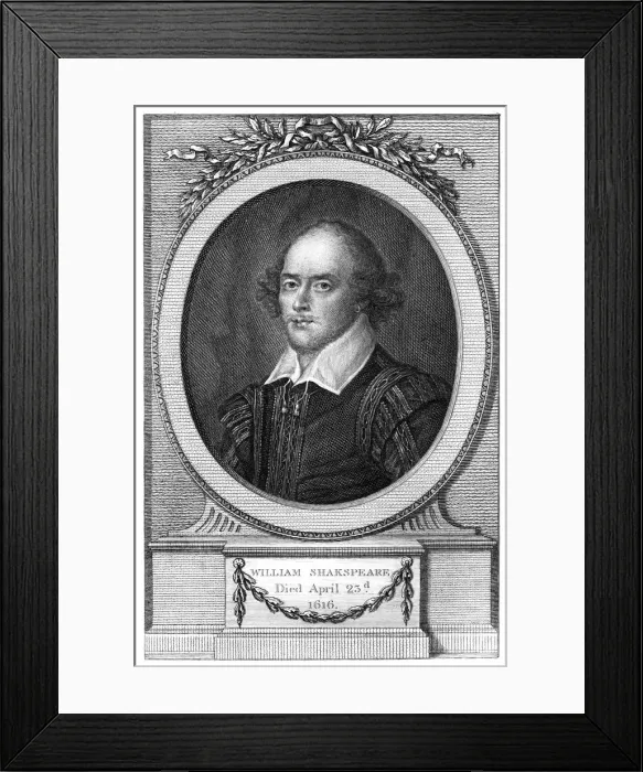 Framed Print : William Shakespeare, English poet and playwright, (1820). Artist: John Hall Framed Print : William Shakespeare, English poet and playwright, (1820). Artist: John Hall